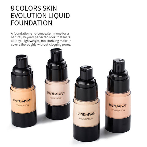 HANDAIYAN Fond de teint couvrant intégral hydratant et waterproof Fond de teint liquide pour le visage Base de maquillage pour peaux foncées