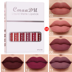 6 Boxes Of Matte Non-stick Cup Waterproof Lipstick Long Lasting Lip Gloss - Fashionner