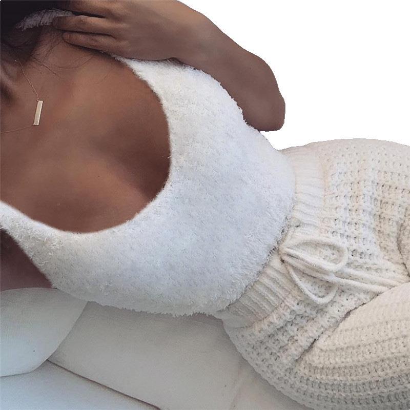 Buy 3Pcs Womens Clothing Long Sleeve Crop Tank Top And Drawstring Shorts Pajama Set online at Fashionner.