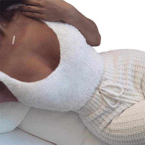 Buy 3Pcs Womens Clothing Long Sleeve Crop Tank Top And Drawstring Shorts Pajama Set online at Fashionner.