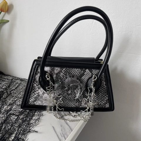 Mini sac à bandoulière foncé en peau de serpent araignée