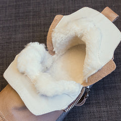 Velvet Padded All-matching Women's Double Zipper White Shoes - Fashionner