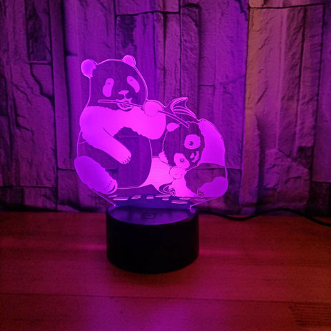 Lampe de nuit 3D panda ambiance créative tactile