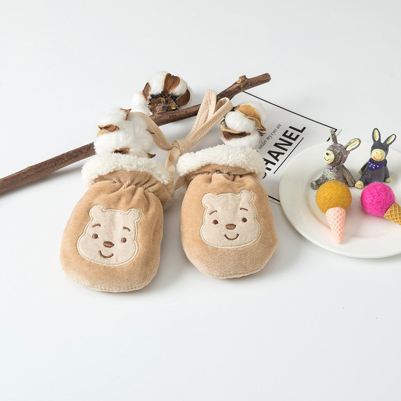 Children's Warm Neck Hanging Finger Protective Glove