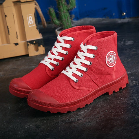 Chaussures en toile décontractées Baskets d'étudiant Tendance polyvalente Hip Hop Montantes Chaussures de randonnée