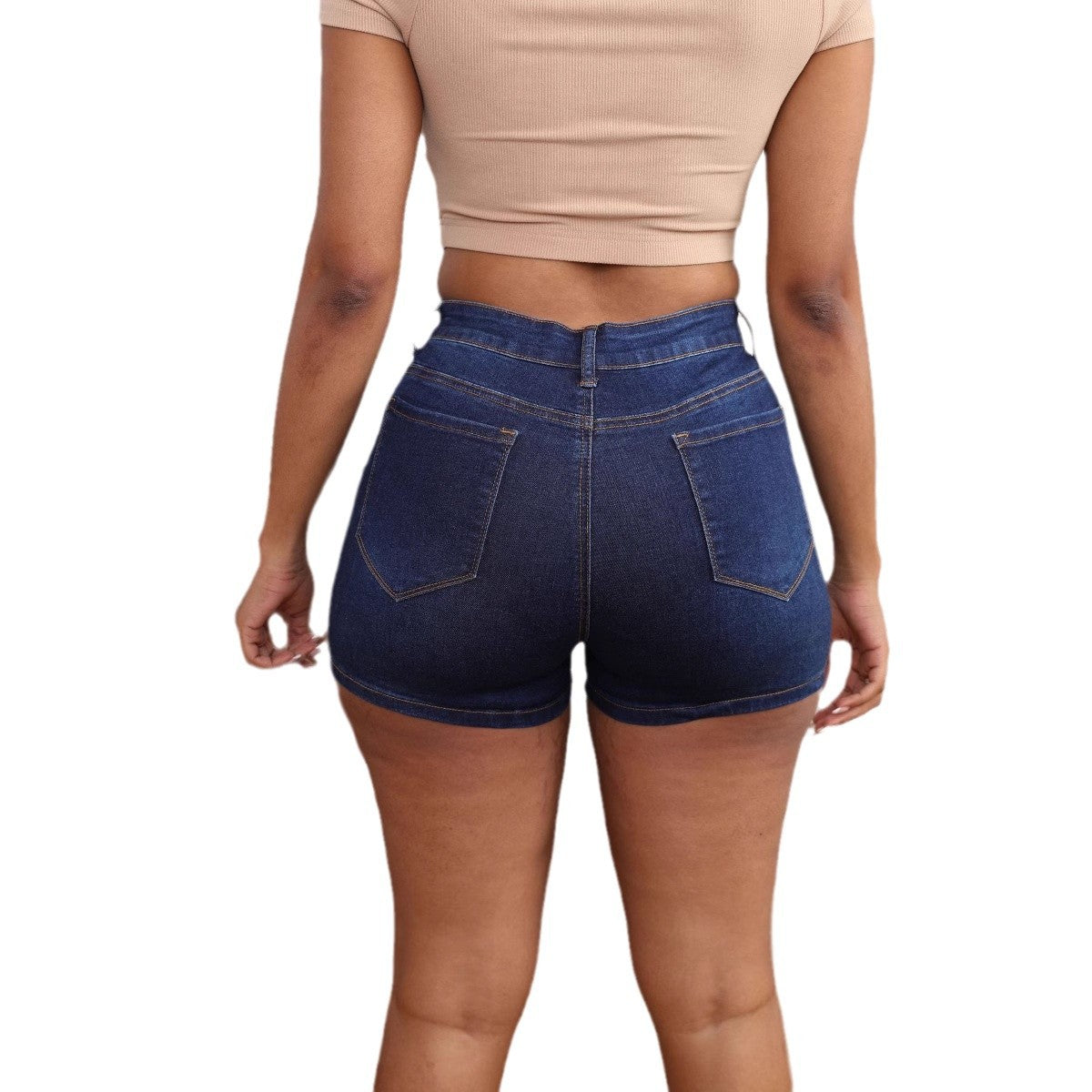 Buy Blue High-waisted Denim Shorts online at Fashionner.