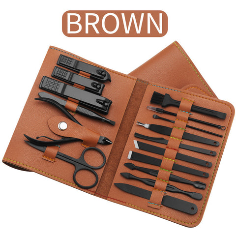 16pcs set Nail Clipper Cutter Trimmer Ear Pick Grooming Kit Manicure Set Pedicure Toe Nail Art Tools Set Kits with Bag - Fashionner