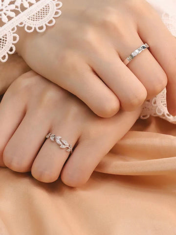 Bague de couple en argent sterling Bagues de couple Bague de mariage Cadeau de Saint-Valentin
