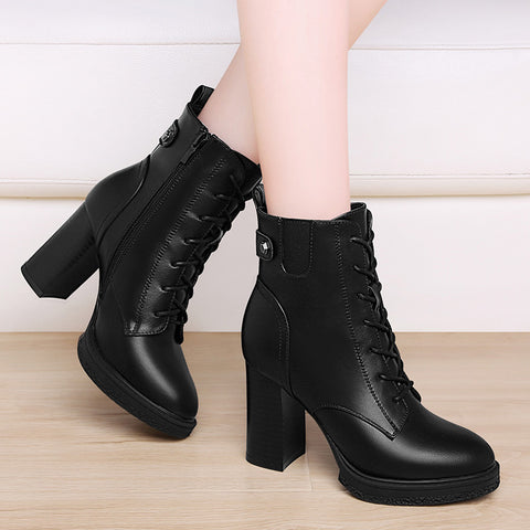 S Women's Shoes British Style Autumn And Winter Single Boots High Heels Women - Fashionner