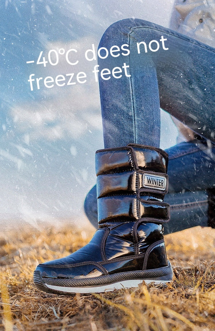 Thick Cotton Shoes Winter Fleece-lined Warm Women's Mid-calf Lightweight Non-slip Snow Boots - Fashionner