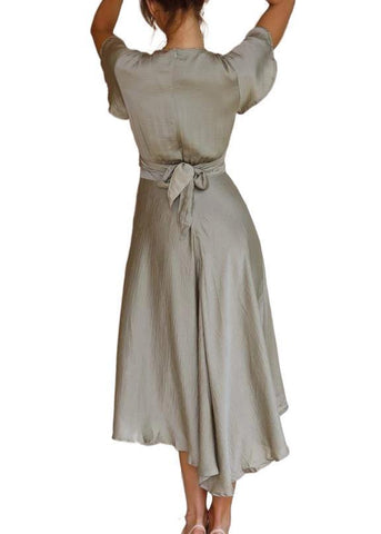 Robe d'été irrégulière à col en V pour femmes