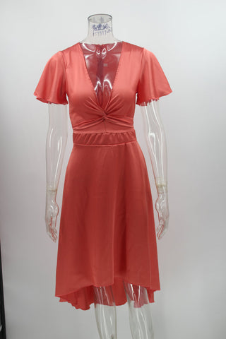 Robe d'été irrégulière à col en V pour femmes