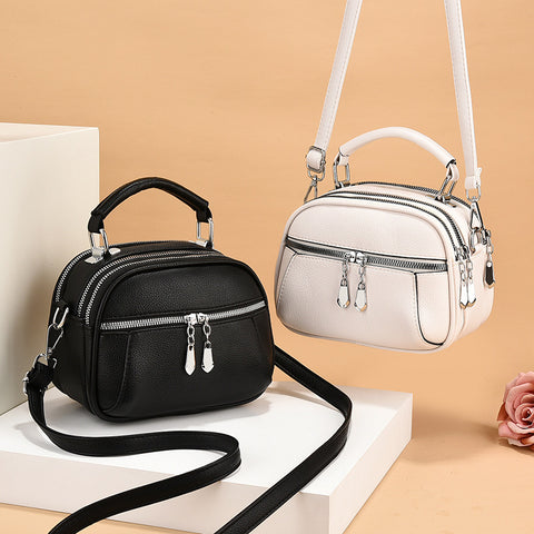 New Female Lady Versatile Large Capacity Lightweight Soft Leather Shoulder Bag - Fashionner