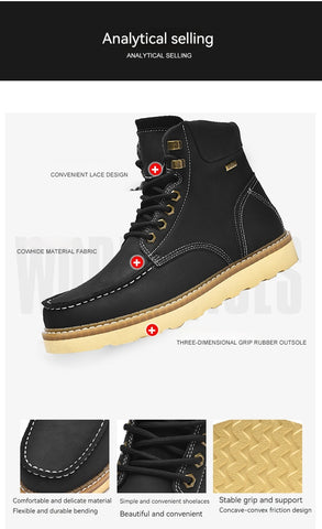 Bottes de travail montantes pour homme, style décontracté britannique, en cuir véritable
