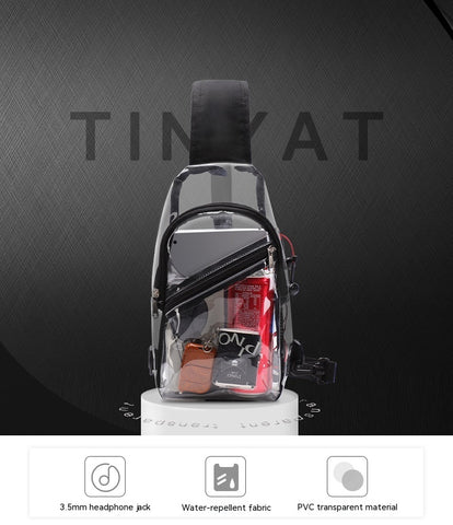 Sac de poitrine transparent étanche en PVC pour homme
