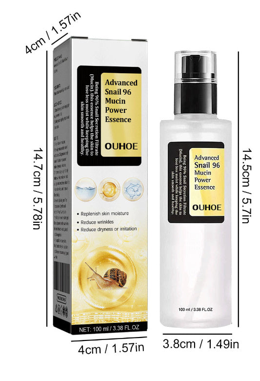 Snail Mucin 96% Power Repairing Essence 3.38 fl.oz 100ml, Hydrating Serum for Face with Snail Secretion Filtrate for Dull Skin & Fine Lines, Korean Skincare - Snail Collagen Power Repairing Liquid
