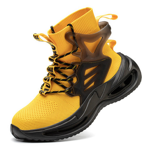 New High-Top Shoes Men's Anti-Smashing And Anti-Piercing Steel-Toed Protective Safety Shoes Lightweight And Breathable Work Shoes - Fashionner