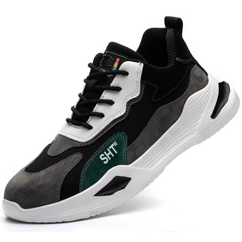 New Men's Anti Smash And Anti Puncture Breathable Work Shoes Steel Toe Cap Protective Shoes Safety Shoes - Fashionner