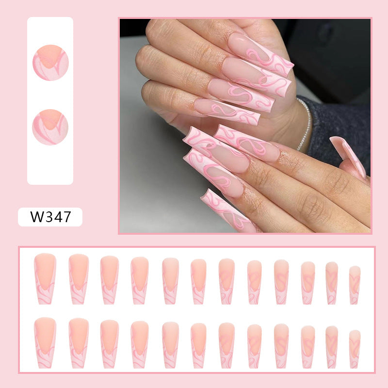 Heart Stripe Fake Nails - Fashionner