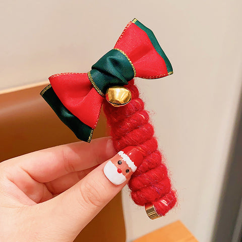 Jolies filles bande élastique en caoutchouc Noël enfants fil téléphonique cheveux spirale bobine festive habiller les accessoires de cheveux d'enfant coiffure