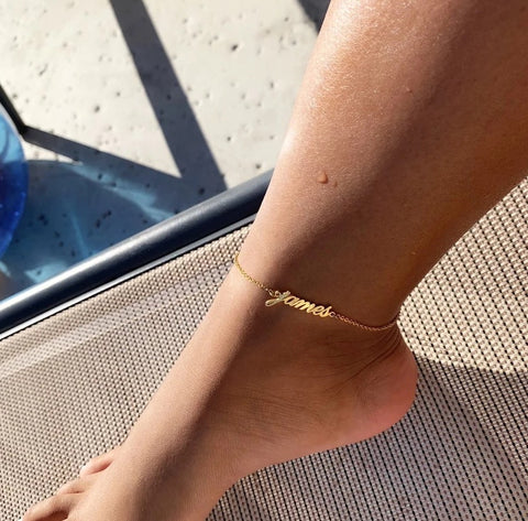 Bracelets de cheville personnalisés d'été pour femmes, en acier inoxydable, chaîne à maillons, couleur or, plage de sable, bijoux exquis, cadeau