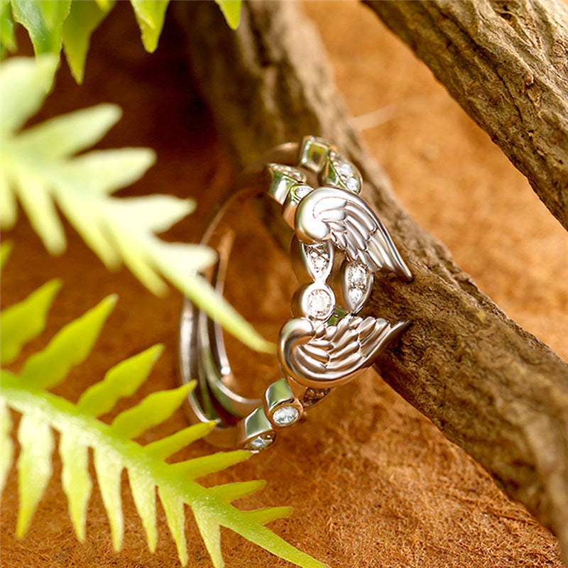 Angel Wings Diamond Couple Ring