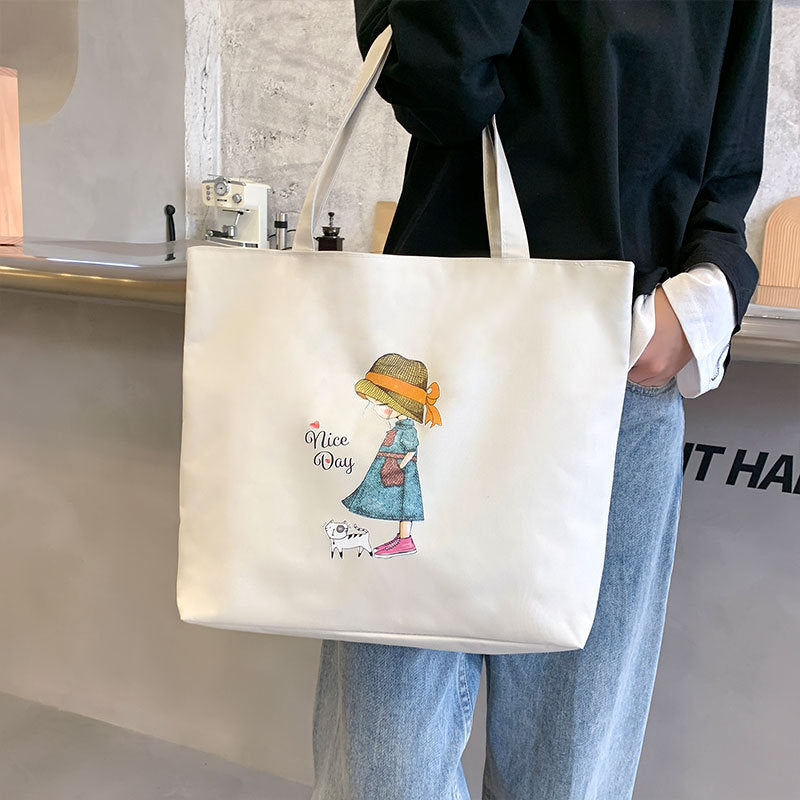 Women's Canvas Bag New Shoulder Handbag Student Tote One Piece - Fashionner