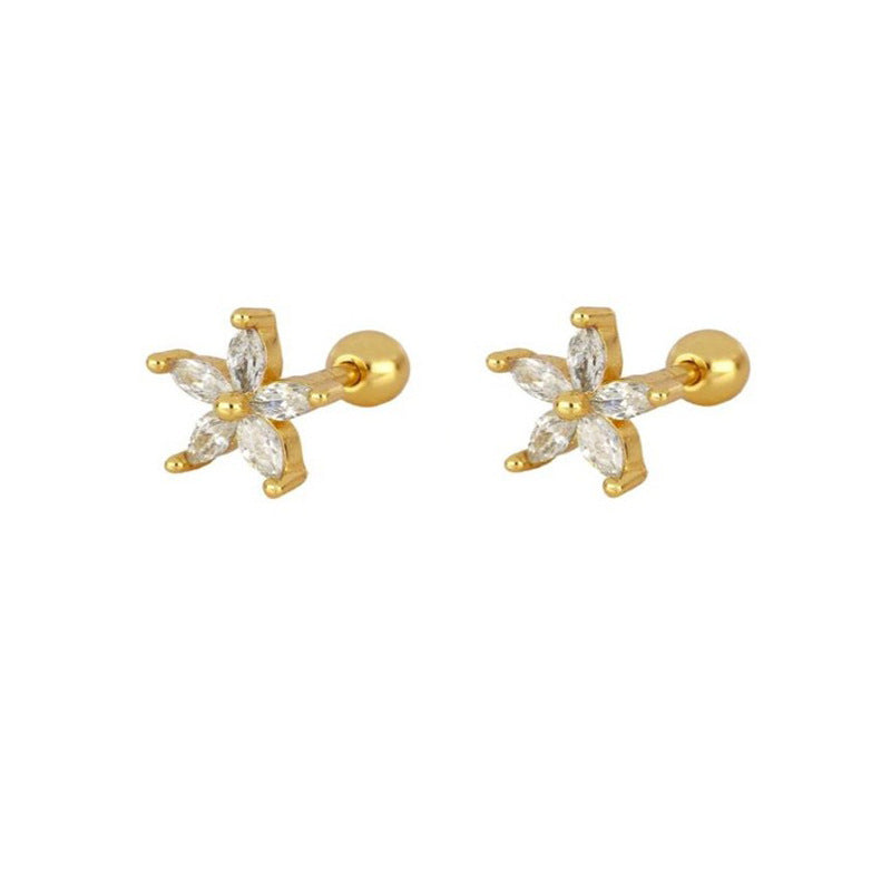 Buy Womens Color Zircon Purple Bauhinia Flower Earrings online at Fashionner.