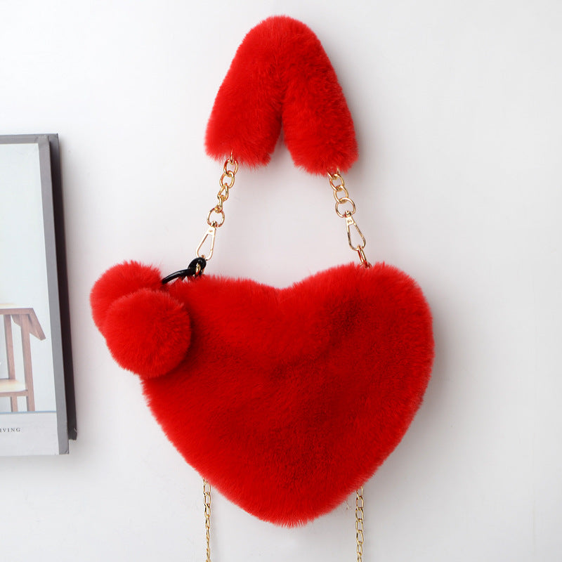 Love Bags Soft Plush Handbags Women Valentine's Day Party Bag - Fashionner