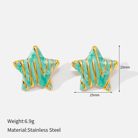 Buy Five-Pointed Star Fashion Light-Luxury Oil-Drop Geometric Stud Earrings online at Fashionner.