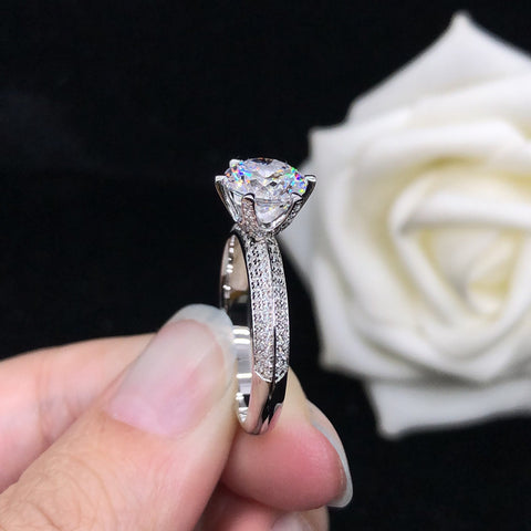 Bague de fiançailles coréenne à six griffes pour femme