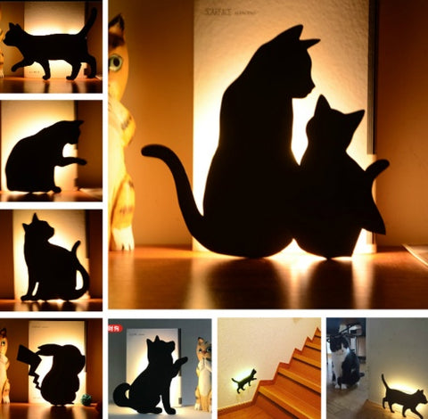 LED Animal Chien Chat Forme Veilleuse Capteur de Contrôle Intelligent Lampe Murale Sonore Couloir Maison Balcon Nuit Lampe Bébé Enfants Lampes de Sommeil