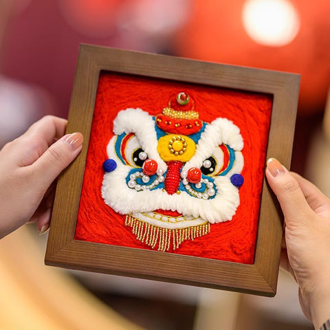 Kit de Matériel DIY Feutre de Laine Piqué Broderie Lion