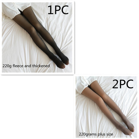 Fake Translucent Plus Size Leggings Fleece Lined Tights Fall And Winter Warm Fleece Pantyhose Women Fleece Lined Pantyhose Thermal Winter Tights - Fashionner