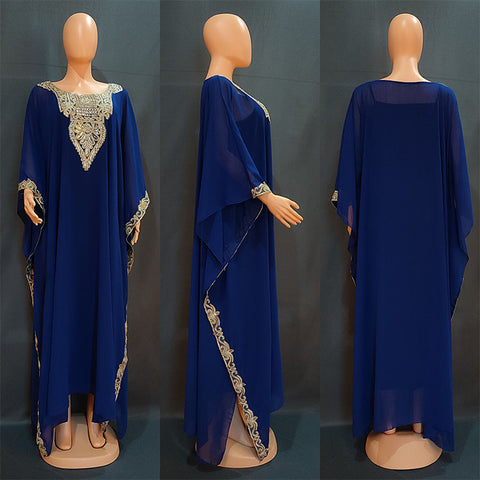 Robe longue musulmane brodée en dentelle européenne et américaine