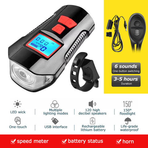 Waterproof bicycle light USB charging - Fashionner