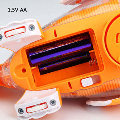 Electrical Universal Driving Walking Animal Toy Plastic Rotating Transparent Pinion Gear Fish with Dazzling Flash Light Music - Fashionner