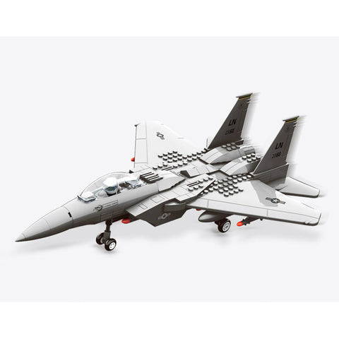 Avion militaire de chasse en blocs de construction en plastique à assembler