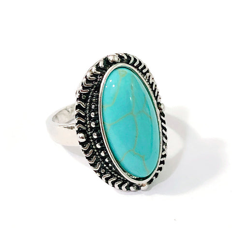 Bagues ovales vintage en turquoise pour hommes et femmes