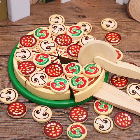 Jouets de découpe de pizza éducatifs en bois pour enfants