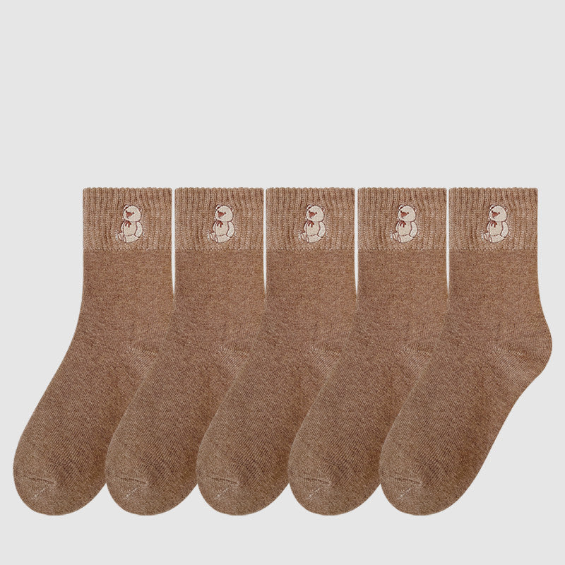 Women's Fashion Terry Padded Warm Solid Colour Socks - Fashionner