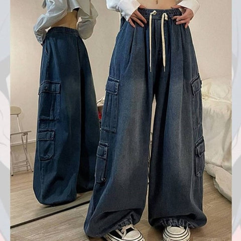 Jeans Tooling Loose Wide Leg Pants Women - Fashionner