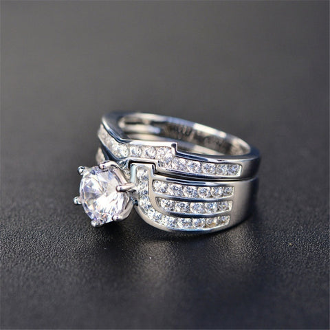 Bague de fiançailles zirconium micro-incrusté bague de couple Super