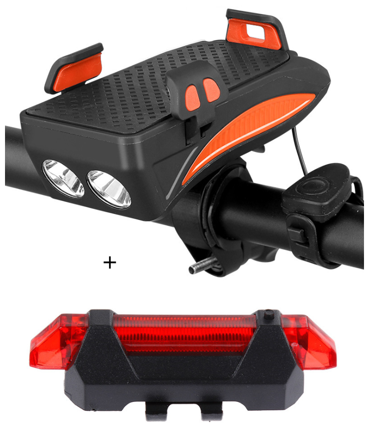 Motorcycle Bicycle Phone Holder Support Charging For Cell Phone With Bike Bell Power Bank Bicycle Front Lamp Flashlight - Fashionner