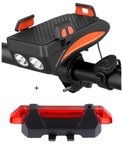Motorcycle Bicycle Phone Holder Support Charging For Cell Phone With Bike Bell Power Bank Bicycle Front Lamp Flashlight - Fashionner
