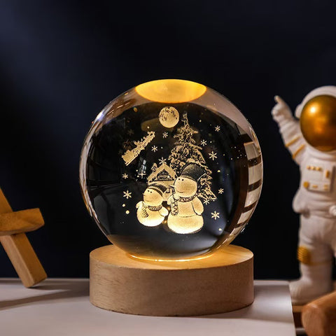 Ciel étoilé lumineux et planètes Lune Cristal de Lune Veilleuse Lampe de projection Lumière d'ambiance Cadeau créatif Nouveau cadeau insolite