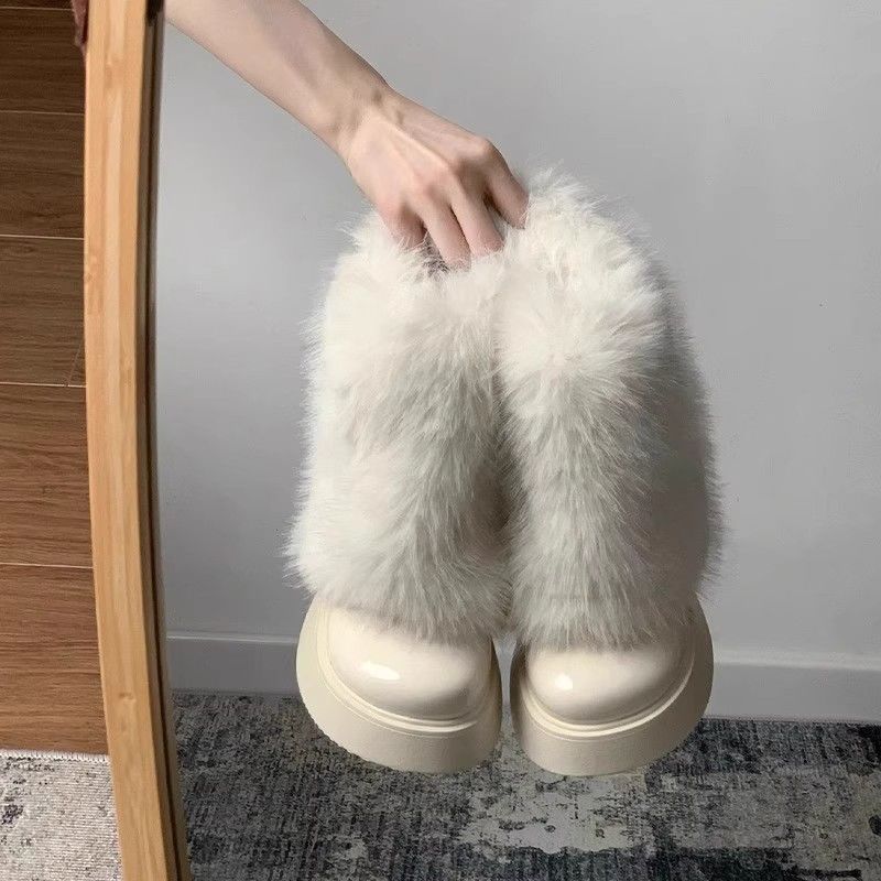 Snow Boots Winter Fleece-lined Thermal Furry Shoes - Fashionner