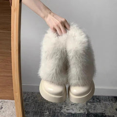 Snow Boots Winter Fleece-lined Thermal Furry Shoes - Fashionner