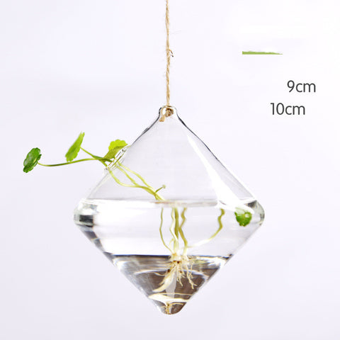 Vase suspendu en verre transparent simple, petite bouteille suspendue hydroponique