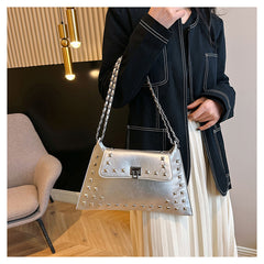Rivet Bag Envelope Chain Crossbody - Fashionner